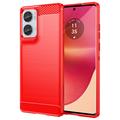 Motorola Edge 50 Fusion Puzdro z Brúseného TPU - Uhlíkové Vlákno - Červená