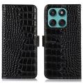 Crocodile Séria Motorola Edge 60 Fusion Kožené Puzdro na Peňaženku s RFID