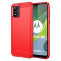 Motorola Moto E13 Puzdro z Brúseného TPU - Uhlíkové Vlákno - Červená
