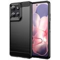 Motorola Moto G Power (2025) Puzdro z Brúseného TPU - Uhlíkové Vlákno - Čierne