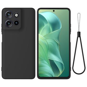 Motorola Moto G Power (2025) Liquid Silicone Case with Hand Strap - Black