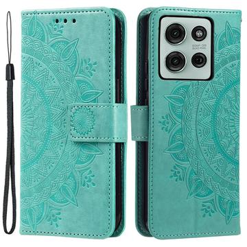Motorola Moto G75 Séria Mandala Puzdro - Zelená