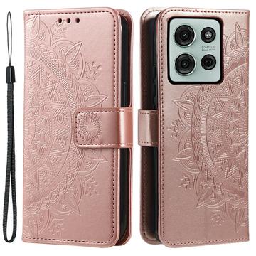 Motorola Moto G75 Séria Mandala Puzdro - Ružové zlato