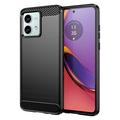 Motorola Moto G84 Puzdro z Brúseného TPU - Uhlíkové Vlákno - Čierne