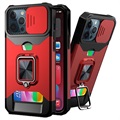 Multifunkčný 4-v-1 iPhone 13 Pro Max Hybrid Case-Red