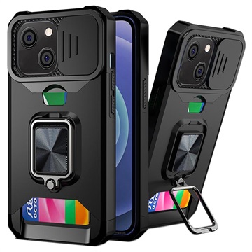 Multifunkčný hybridný puzdro 4-v-1 iPhone 13-Čierna