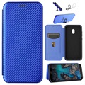 Nokia C1 Plus Preklopný Prípad - Uhlíkové Vlákno (Otvorená krabica - Výborná) - Modrá