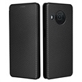 Nokia x10/x20 Flip Case - uhlíkové vlákna - čierna