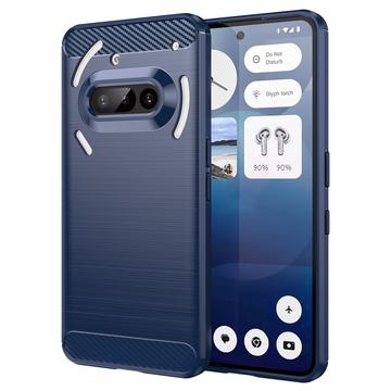 Nothing Phone (3a) Puzdro z Brúseného TPU - Uhlíkové Vlákno - Modrá