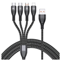 Nylonový opletený univerzálny USB kábel 4 v 1 – 66W, 2m – Čierny