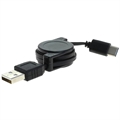 OTB USB-A 2.0 / USB-C Rolovateľný Dátový Kábel - 70cm - Čierny
