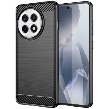 OnePlus Ace 5/5 Pro/13R Puzdro z Brúseného TPU - Uhlíkové Vlákno - Čierne