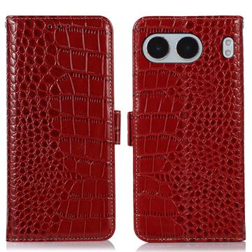 Crocodile Séria OnePlus Nord 4 Kožené Puzdro na Peňaženku s RFID