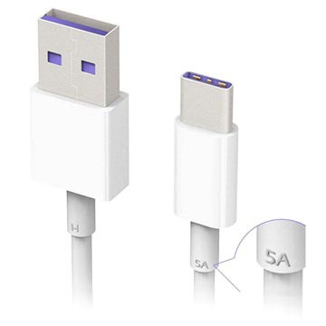Huawei HL1289 Supercharge USB kábel typu C - 1 m - biela