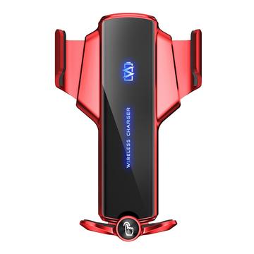 P9 Elektrický uzamykateľný držiak telefónu do auta 15W bezdrôtová nabíjačka Univerzálny držiak mobilného telefónu - červený
