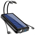 PSOOO PS -158 Bezdrôtová solárna powerbank s baterkou - 10000 mAh - čierna