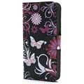 puzdro na peňaženku iPhone 5 / 5s / SE - motýle / kvety