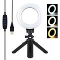 PULUZ PKT3058B 4.7" 12cm USB 3 Modes Dimmable Vlogging Photography Video LED Ring Lights + Tripod Mount Kit