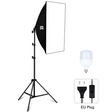 PULUZ Photography Lighting Light Tripod+50x70cm Photo Studio Softbox+E27 LED Lamp Bulb - EU Plug