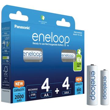 Panasonic Eneloop Mix BK-KJMCDE44E 8BE Rechargeable AA/AAA Batteries - 2000mAh/800mAh - 8 Pcs.