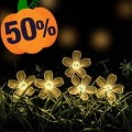 Peach Flower Light 50-LED 8-Mode Solar String Light Garden Path Yard Decor Lamp - Warm White