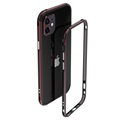 Štýl polárnych svetiel iPhone 12 Mini kovový nárazník - čierna / červená