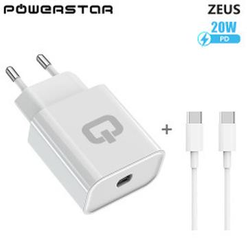 Sieťová nabíjačka Powerstar Zeus s káblom USB-C - 20 W - biela