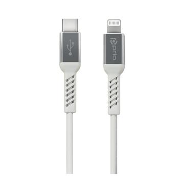 Prio Charge & Sync MFi Certified USB-C to Lightning Cable - 1,2 m - biely