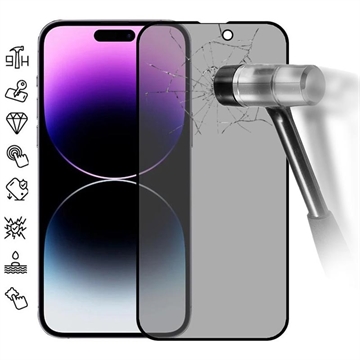 iPhone 16 Full Cover Ochranné Tvrdené Sklo na Displej Privacy - Čierny Okraj