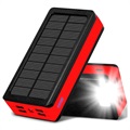 PSOOO PS -400 Solar Power Bank - 4xusb -a, 30000 mAh - červená