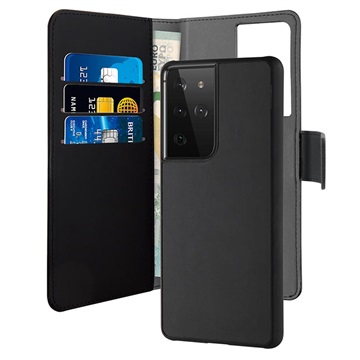 Puro 2-v-1 Magnetické Samsung Galaxy S21 Ultra 5G Wallet Case-Black