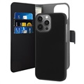 Puro 2-v-1 magnetický iPhone 13 Pro Wallet Case-Čierna