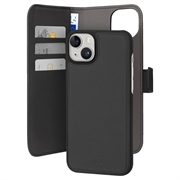 Puro 2-v-1 magnetický iPhone 15 Wallet Case - Čierna