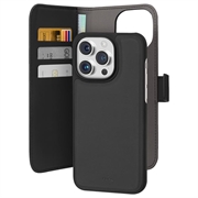 Puro 2-v-1 magnetický iPhone 15 Pro Wallet Case - Čierna