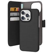 Puro 2-v-1 magnetický iPhone 15 Pro Max Wallet Case - Čierna