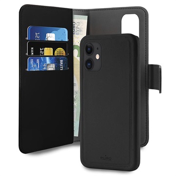 Puro 2-v-1 iPhone 12 Mini Magnetic Wallet Case-Čierna