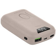 Puro Compact Power Bank 10000mAh s displejom - USB-A, USB-C, 15W - ružová