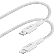 Puro Fabrik USB-C / Lightning Charge&Sync kábel - 1,2 m - biely