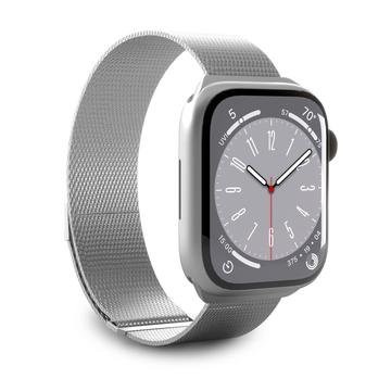Puro Milanese Apple Watch Series 10/9/8/SE (2022)/7/SE/6/5/4/3/2/1 popruh - 42mm/41 mm/40 mm/38 mm - Strieborná