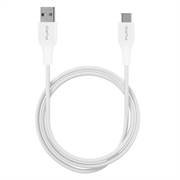 Puro Plain USB-A/USB-C kábel - 1m, 15W - biely