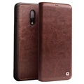 Qialino Classic OnePlus 7 Paská kože peňaženky - hnedá - hnedá