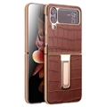 Qialino Croco Samsung Galaxy Z Flip4 Kožené Potiahnuté Puzdro