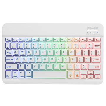 RGB-030 10-Inch Wireless Bluetooth Keyboard with RGB Backlight - US Layout - White