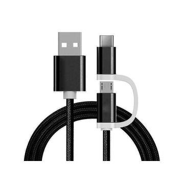 Reekin 2-in-1 Braided Cable - MicroUSB & USB-C - 1m