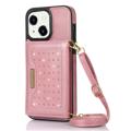 Puzdro s Peňaženkou iPhone 14 Plus Rhinestone Decor