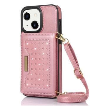 Puzdro s Peňaženkou iPhone 14 Plus Rhinestone Decor