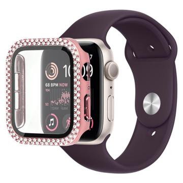 Rhinestone Decorative Apple Watch SE (2022)/SE/6/5/4 Puzdro s Ochrancom Obrazovky - 44mm - Ružová