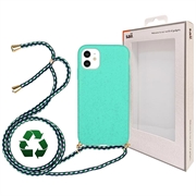SAII Eco Line iPhone 11 biologicky odbúrateľné puzdro s popruhom - Cyan