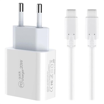 Nabíjacia sada Saii PD - 20W, USB -C - EU Plug - Biela