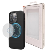 Tekuté silikónové puzdro iPhone 15 Pro Saii Premium MagSafe – Čierne